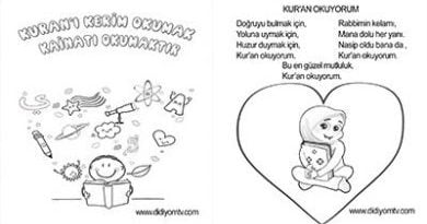 Kur'an Boyama Sayfaları kuran okuyorum şiiri