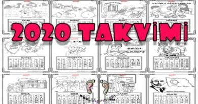 2020 Takvimi Boyama - Boyamalı Takvim Okul Öncesi