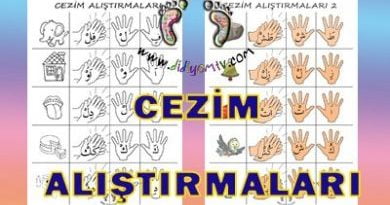 Cezim Çalışma sayfaları - 4 6 yaş cezim alıştırmaları CEZM ALIŞTIRMALARI, boyalı,