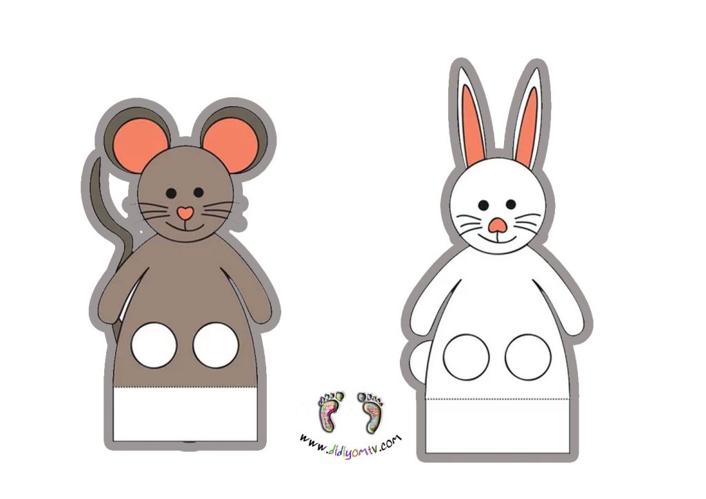 parmak kukla tavşan fare okul öcesi kukla şablonu