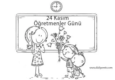 24 kasım öğretmenler günü resmi – boyama sayfası