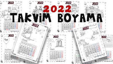 2022 Takvimi boyama – Calendar 2022 – Okul Öncesi Takvim